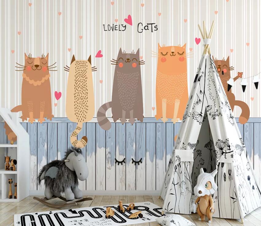 3D Cute Cat 652 Wall Murals Wallpaper AJ Wallpaper 2