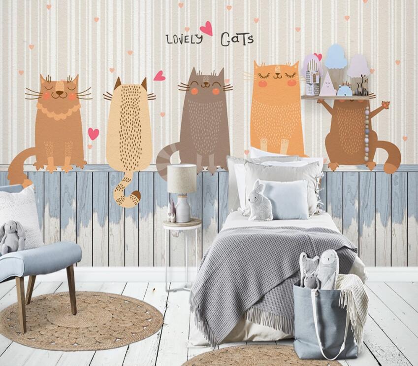 3D Cute Cat 652 Wall Murals Wallpaper AJ Wallpaper 2