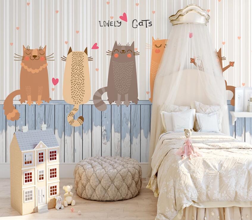 3D Cute Cat 652 Wall Murals Wallpaper AJ Wallpaper 2