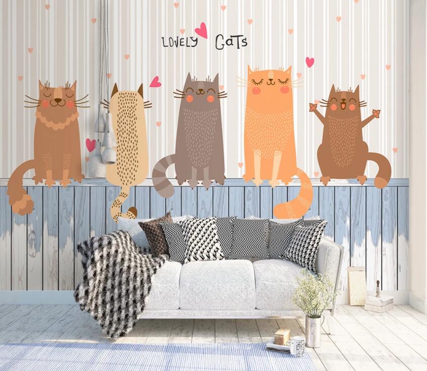 3D Cute Cat 652 Wall Murals Wallpaper AJ Wallpaper 2
