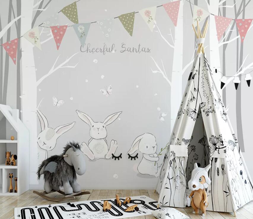 3D White Rabbit 651 Wall Murals Wallpaper AJ Wallpaper 2