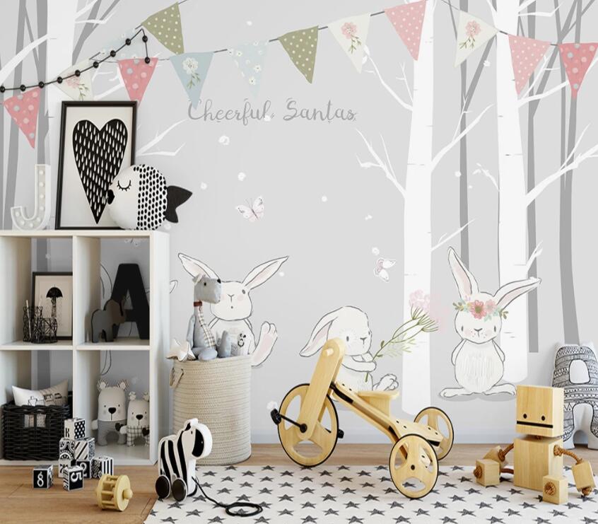 3D White Rabbit 651 Wall Murals Wallpaper AJ Wallpaper 2