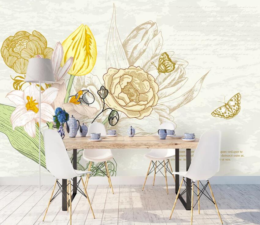 3D Leaves Flowers 644 Wall Murals Wallpaper AJ Wallpaper 2