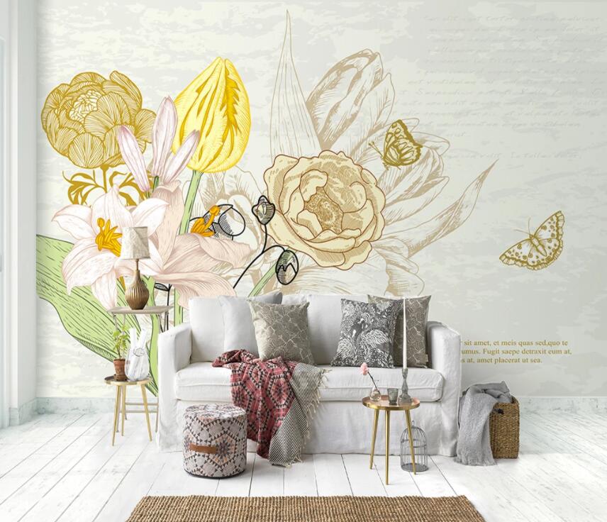 3D Leaves Flowers 644 Wall Murals Wallpaper AJ Wallpaper 2
