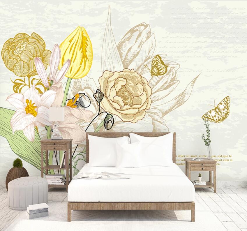 3D Leaves Flowers 644 Wall Murals Wallpaper AJ Wallpaper 2