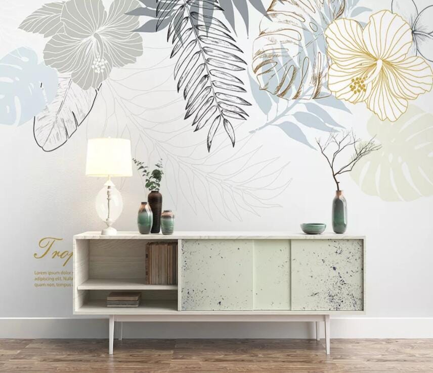 3D Leaf Flower 1968 Wall Murals Wallpaper AJ Wallpaper 2