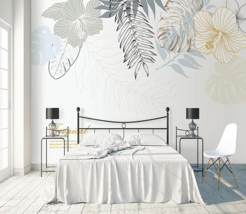 3D Leaves Flowers 643 Wall Murals Wallpaper AJ Wallpaper 2