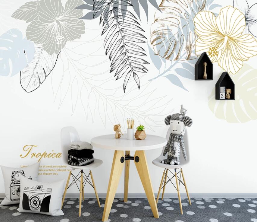 3D Leaves Flowers 643 Wall Murals Wallpaper AJ Wallpaper 2