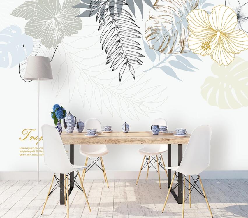 3D Leaves Flowers 643 Wall Murals Wallpaper AJ Wallpaper 2