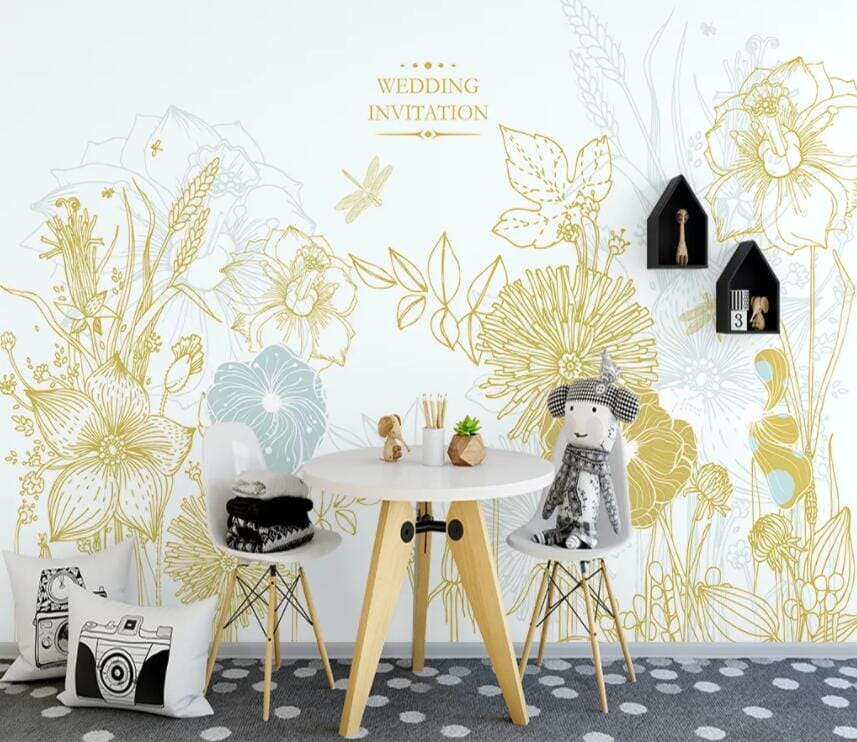 3D Yellow Flowers 1957 Wall Murals Wallpaper AJ Wallpaper 2