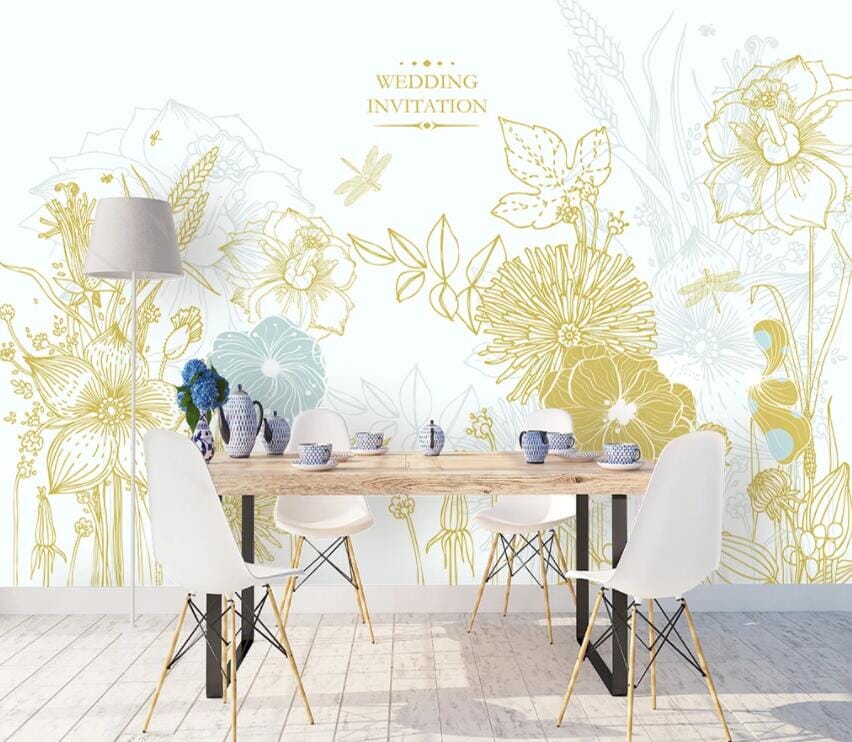 3D Yellow Flowers 1957 Wall Murals Wallpaper AJ Wallpaper 2