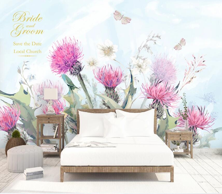 3D Pink Flowers 631 Wall Murals Wallpaper AJ Wallpaper 2