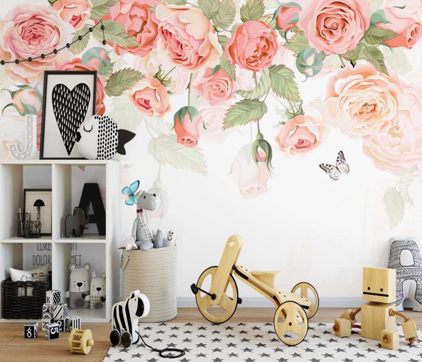 3D Pink Rose 629 Wall Murals Wallpaper AJ Wallpaper 2