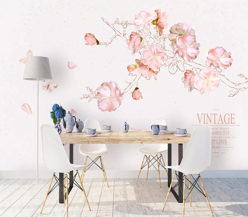 3D Pink Flowers 625 Wall Murals Wallpaper AJ Wallpaper 2