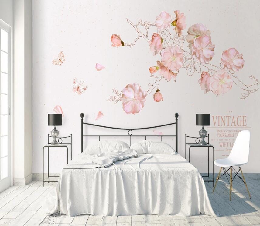 3D Pink Flowers 1950 Wall Murals Wallpaper AJ Wallpaper 2
