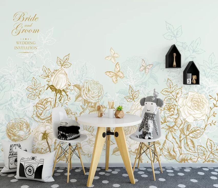 3D Flower Butterfly 624 Wall Murals Wallpaper AJ Wallpaper 2