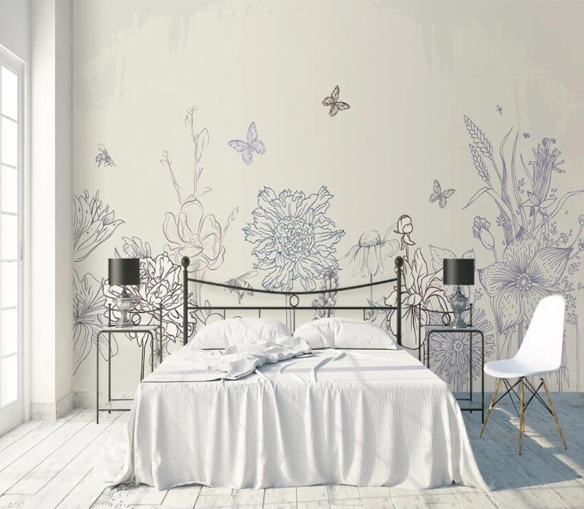 3D Flower Butterfly 623 Wall Murals Wallpaper AJ Wallpaper 2