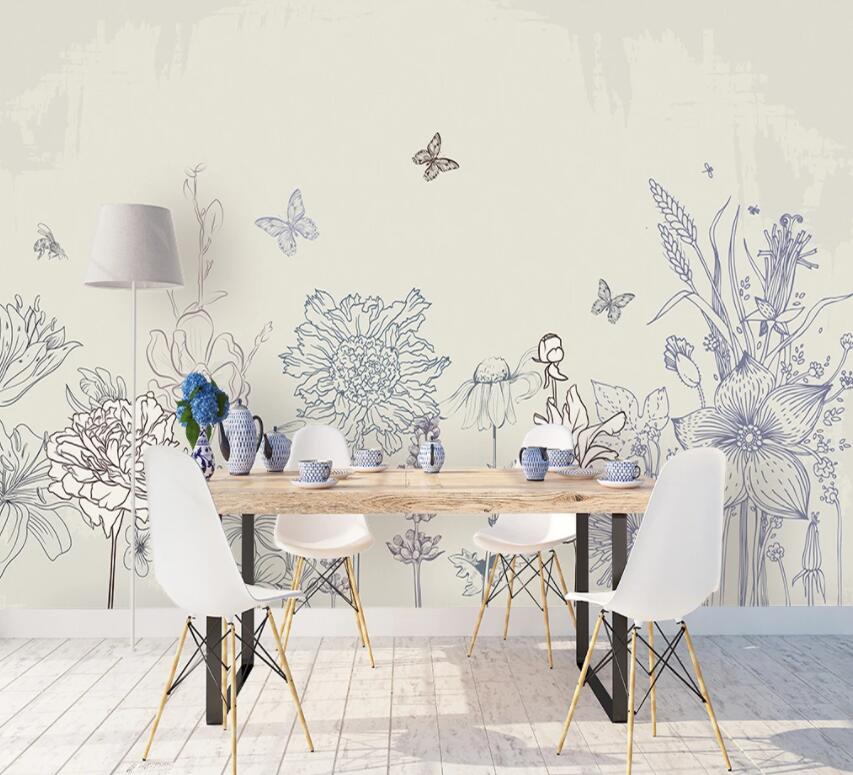 3D Flower Butterfly 623 Wall Murals Wallpaper AJ Wallpaper 2