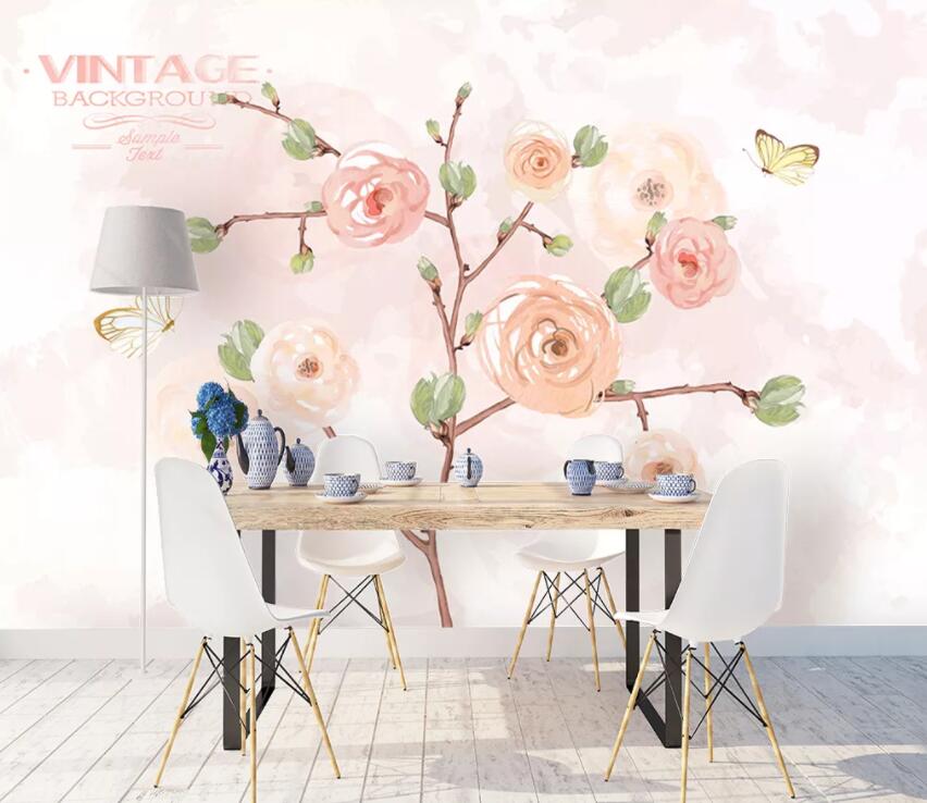 3D Pink Flowers 619 Wall Murals Wallpaper AJ Wallpaper 2