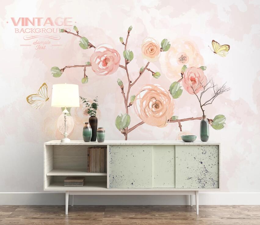 3D Pink Flowers 619 Wall Murals Wallpaper AJ Wallpaper 2