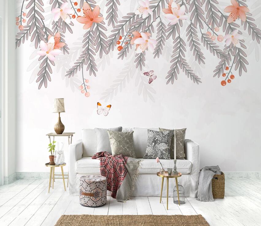 3D Flower Leaves 617 Wall Murals Wallpaper AJ Wallpaper 2