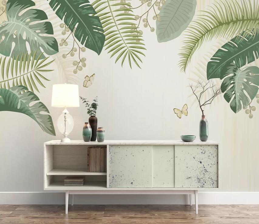 3D Green Leaves 610 Wall Murals Wallpaper AJ Wallpaper 2