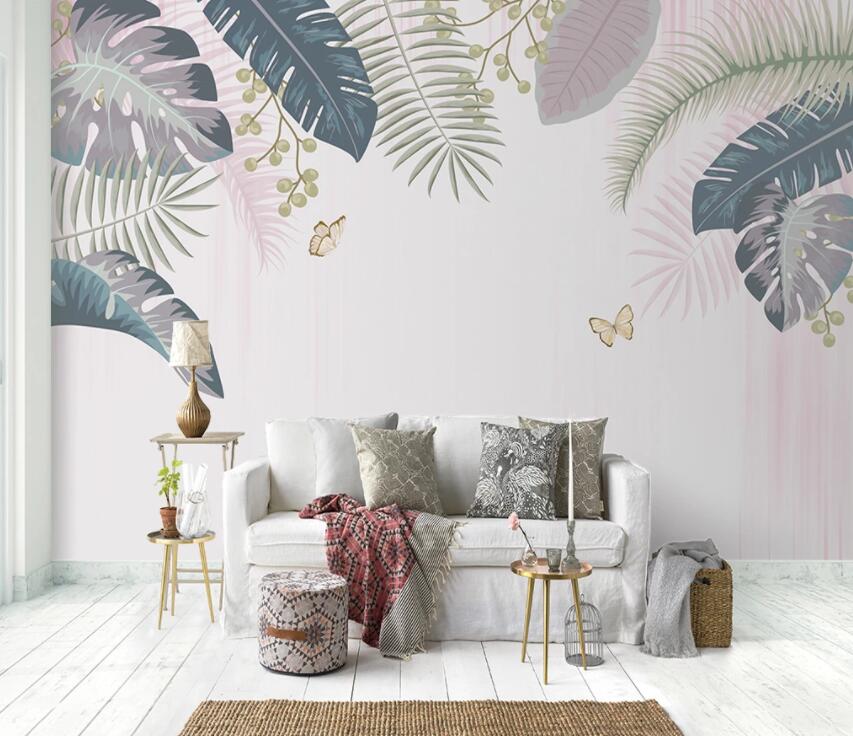 3D Green Leaves 610 Wall Murals Wallpaper AJ Wallpaper 2