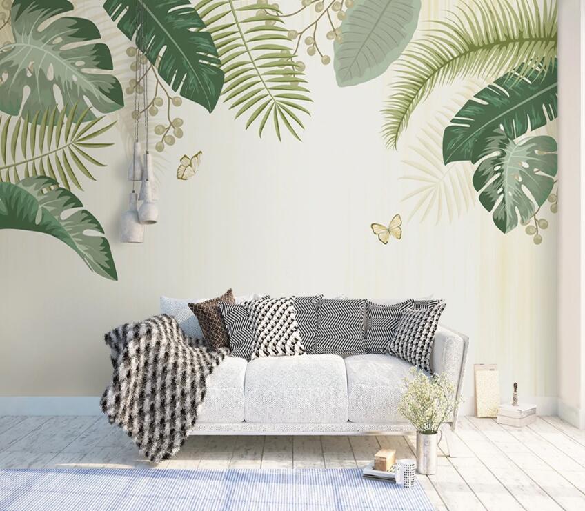 3D Green Leaves 610 Wall Murals Wallpaper AJ Wallpaper 2