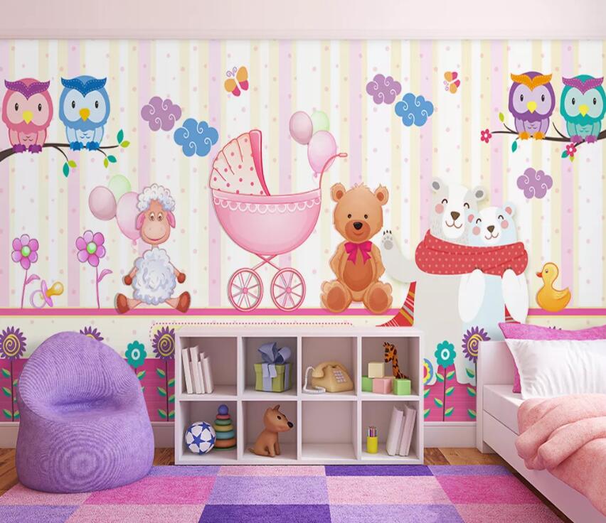 3D Pink Bear 603 Wall Murals Wallpaper AJ Wallpaper 2