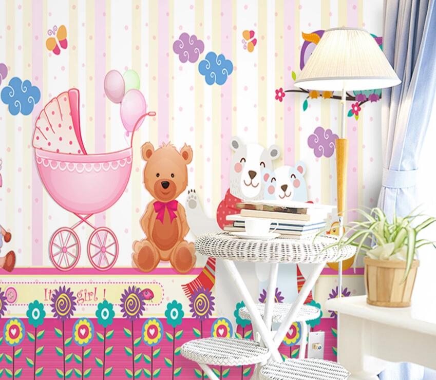 3D Pink Bear 603 Wall Murals Wallpaper AJ Wallpaper 2