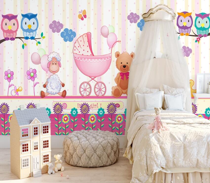 3D Pink Bear 603 Wall Murals Wallpaper AJ Wallpaper 2
