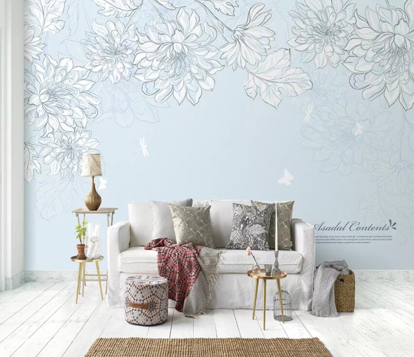 3D White Leaves 1914 Wall Murals Wallpaper AJ Wallpaper 2