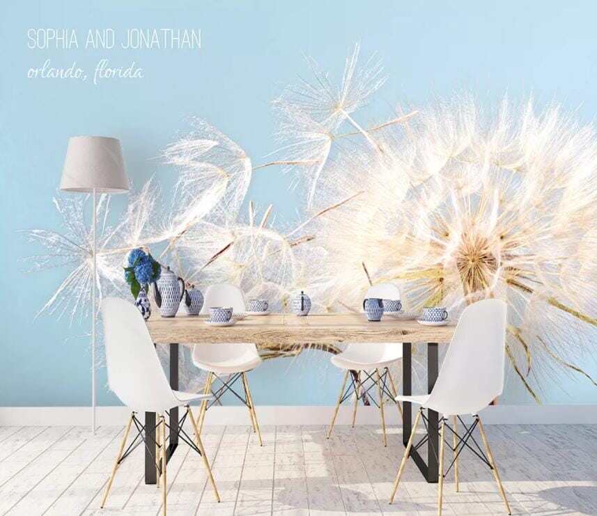 3D White Dandelion 1913 Wall Murals Wallpaper AJ Wallpaper 2
