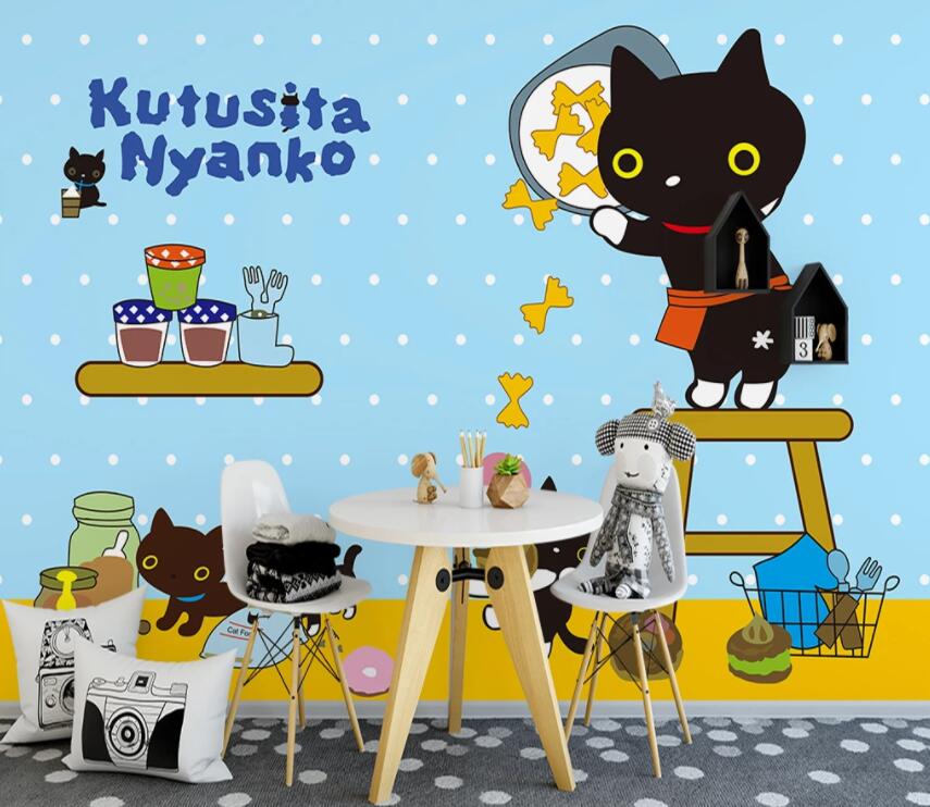 3D Little Black Cat 583 Wall Murals Wallpaper AJ Wallpaper 2