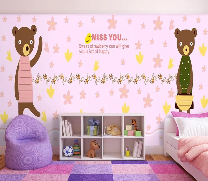 3D Cute Bear 1904 Wall Murals Wallpaper AJ Wallpaper 2