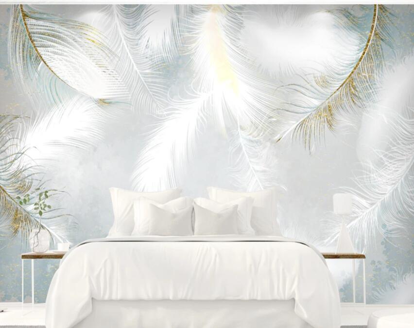 3D White Feather 412 Wall Murals Wallpaper AJ Wallpaper 2