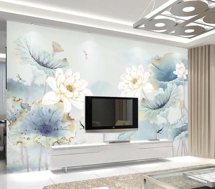 3D Lotus Pond 330 Wall Murals Wallpaper AJ Wallpaper 2
