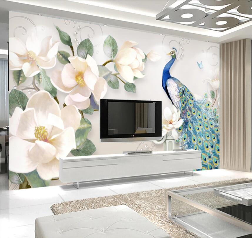 3D Peacock Flower 326 Wall Murals Wallpaper AJ Wallpaper 2