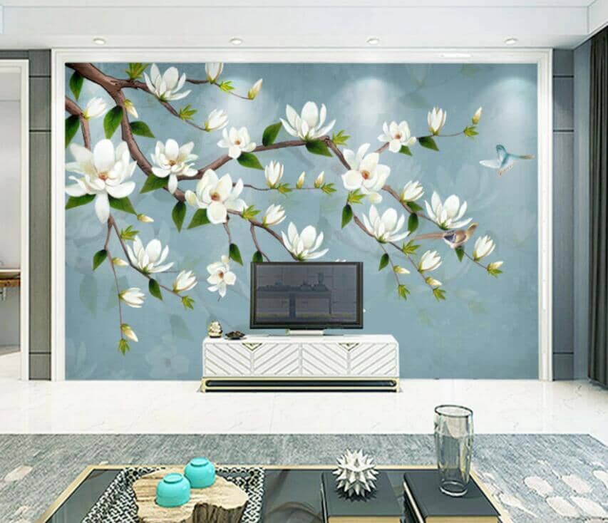 3D White Flowers 1687 Wall Murals Wallpaper AJ Wallpaper 2