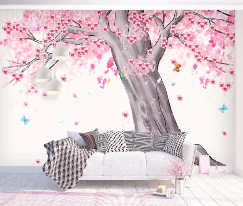 3D Pink Tree 249 Wall Murals Wallpaper AJ Wallpaper 2
