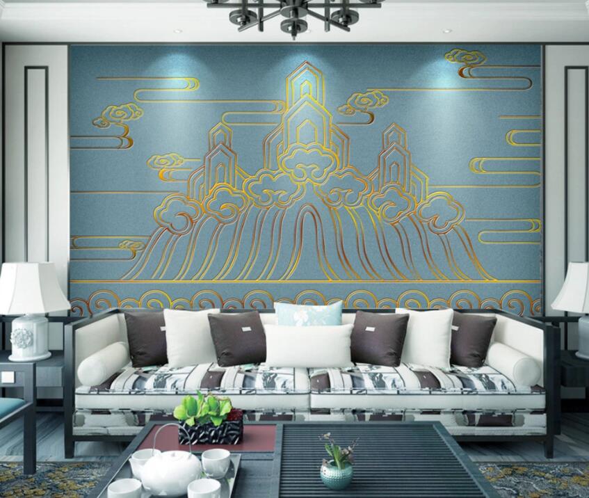 3D Golden Clouds 239 Wall Murals Wallpaper AJ Wallpaper 2