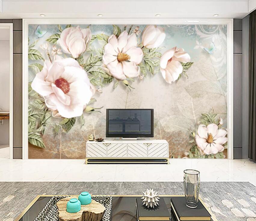 3D White Flowers 191 Wall Murals Wallpaper AJ Wallpaper 2