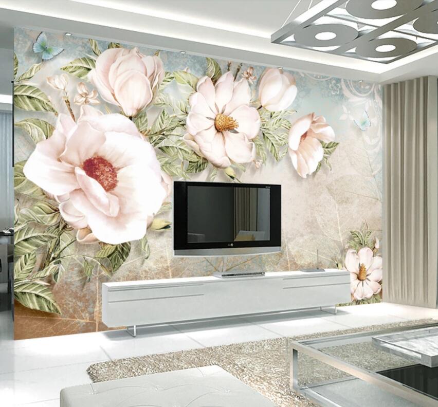 3D White Flowers 191 Wall Murals Wallpaper AJ Wallpaper 2
