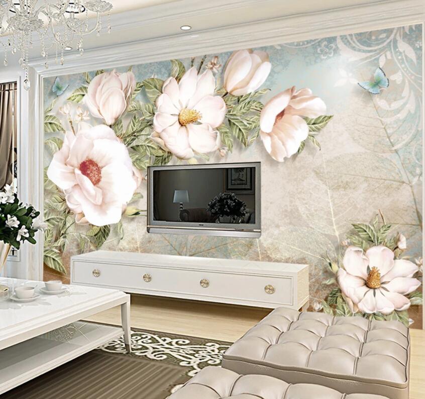 3D White Flowers 191 Wall Murals Wallpaper AJ Wallpaper 2