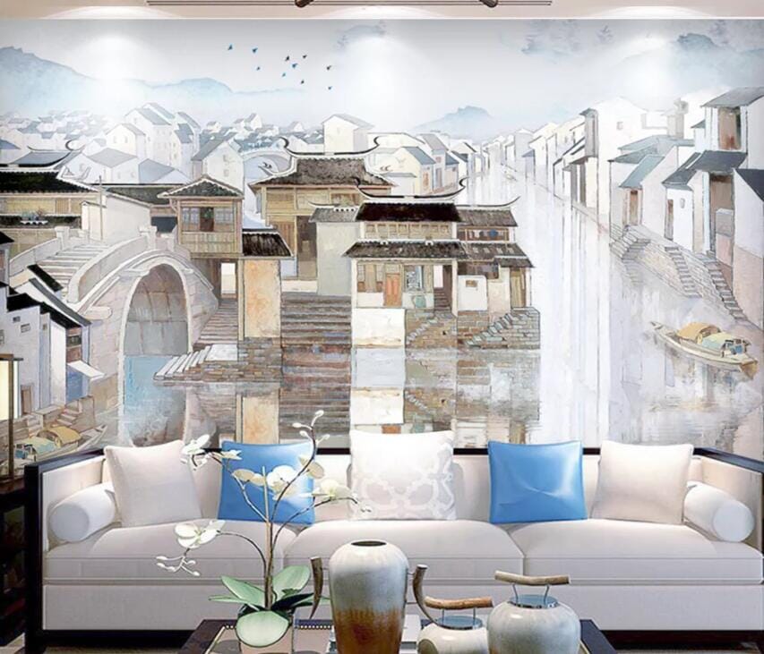 3D Water City 1585 Wall Murals Wallpaper AJ Wallpaper 2