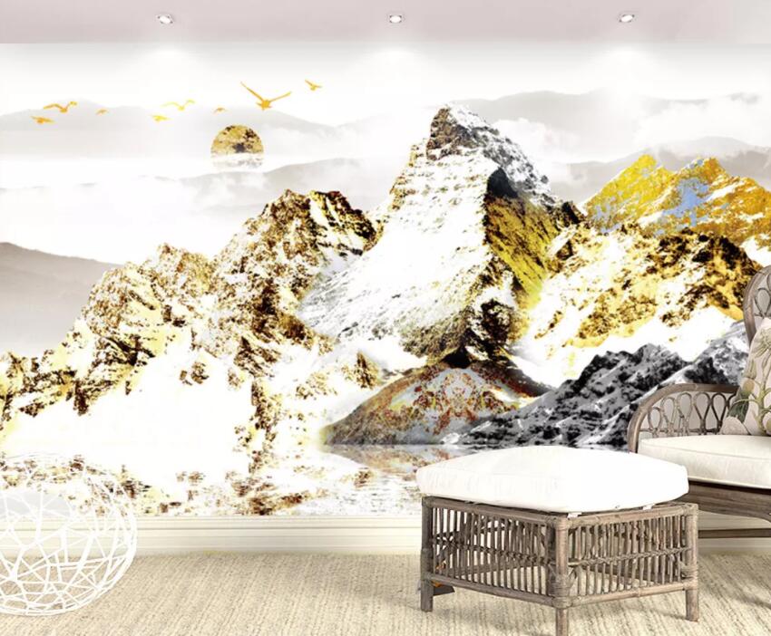 3D Golden Mountain Peak 158 Wall Murals Wallpaper AJ Wallpaper 2
