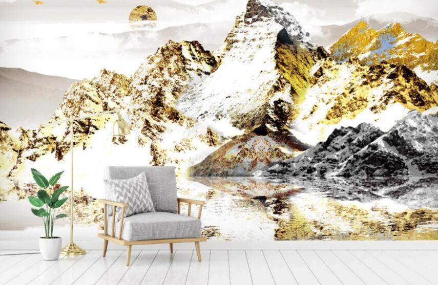 3D Golden Mountain Peak 158 Wall Murals Wallpaper AJ Wallpaper 2
