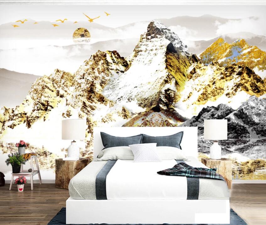 3D Golden Mountain Peak 158 Wall Murals Wallpaper AJ Wallpaper 2