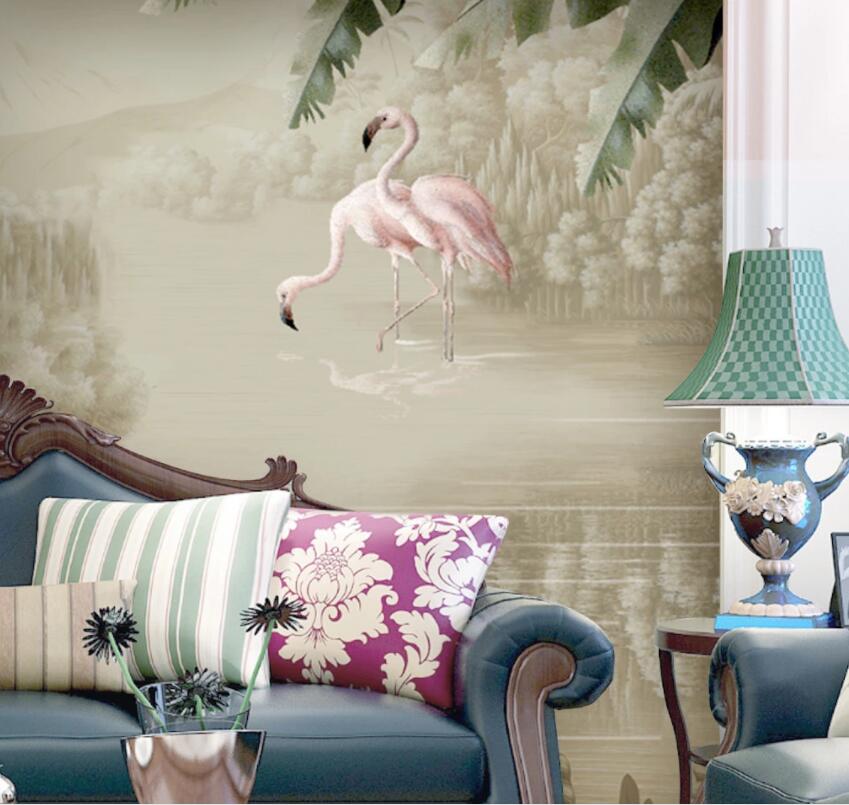 3D Flamingo Lake 152 Wall Murals Wallpaper AJ Wallpaper 2