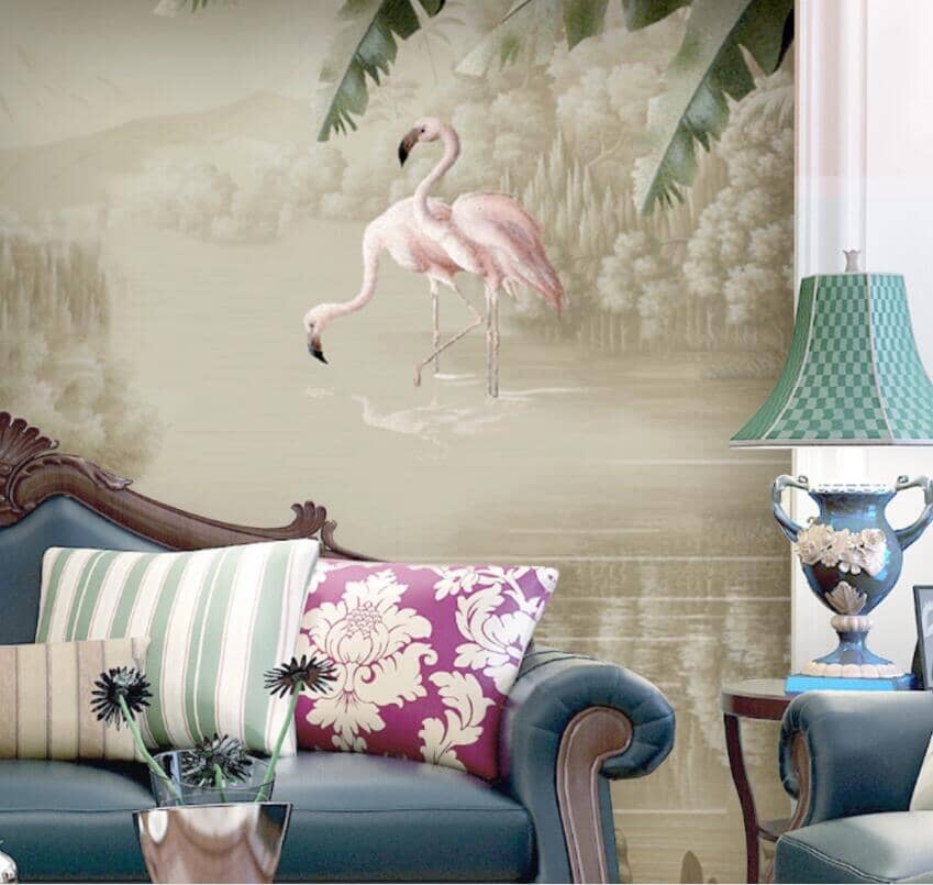 3D Pink Flamingo 1552 Wall Murals Wallpaper AJ Wallpaper 2